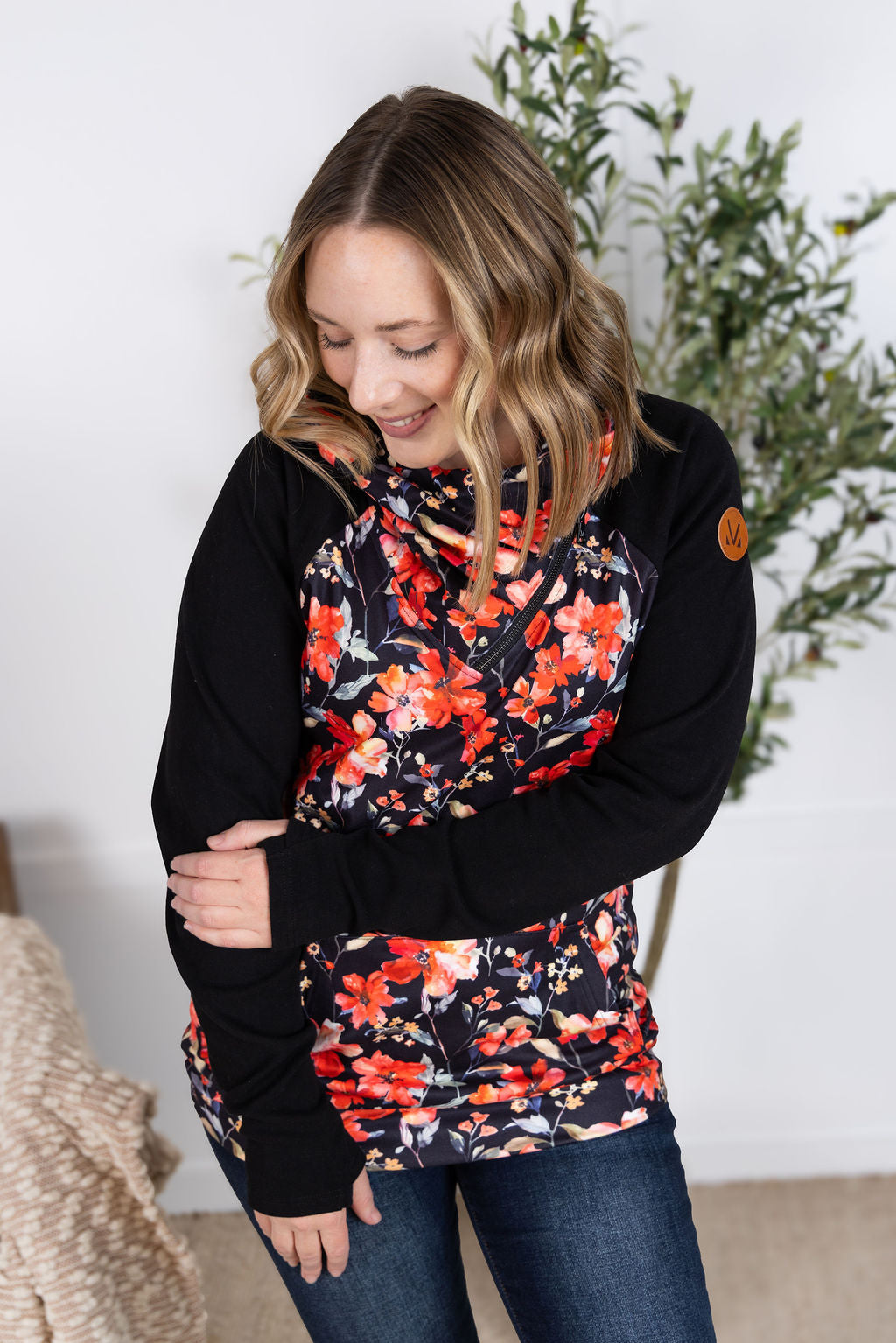 Zoey ZipCowl Sweatshirt - Sunset Floral